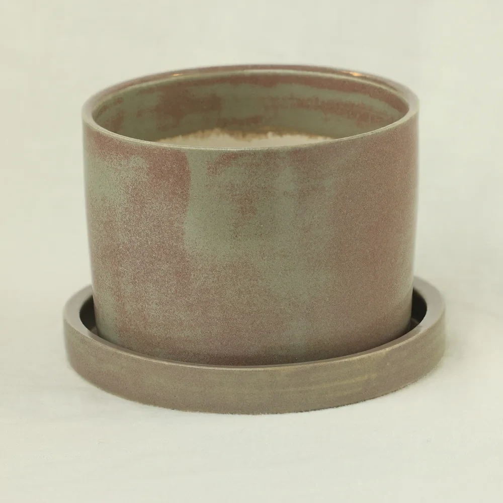 Stoneware planter and saucer