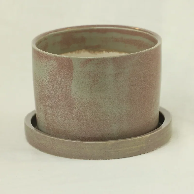 Stoneware planter and saucer